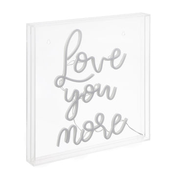 Love You More Square Contemporary Glam Acrylic Box USB Operated LED Neon Light - JONATHAN Y